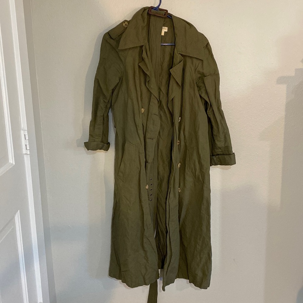 Olive linen Michael Kors trench